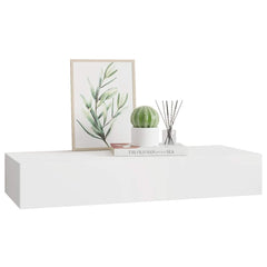 vidaXL Wall-mounted Drawer Shelf White 60x23.5x10 cm MDF 4