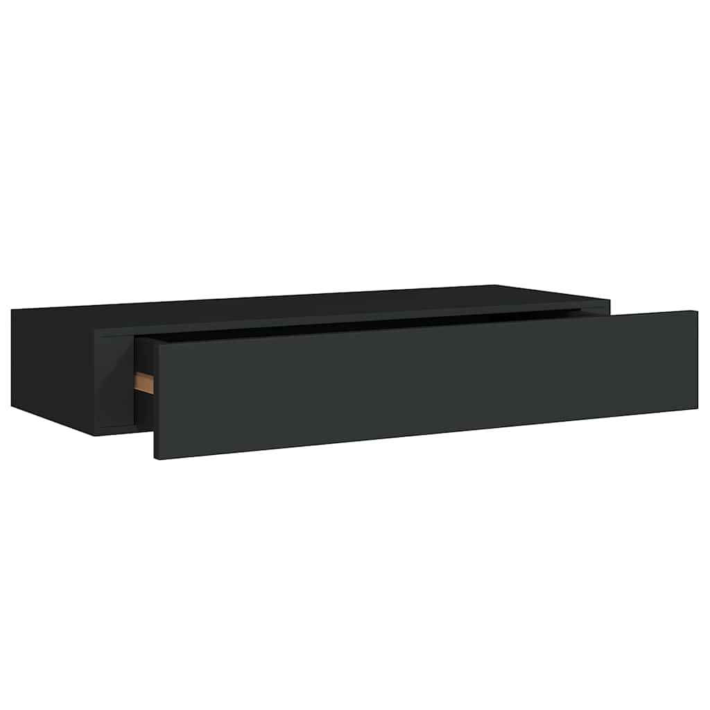 vidaXL Wall-mounted Drawer Shelf Black 60x23.5x10cm MDF 2