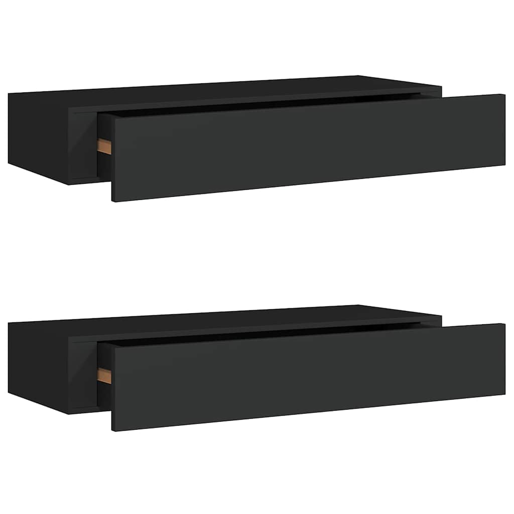 vidaXL Drawer Shelf | Set of 2 | Black | MDF, Metal | 60x23.5x10cm 2