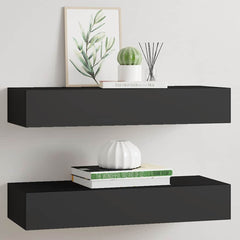 vidaXL Drawer Shelf | Set of 2 | Black | MDF, Metal | 60x23.5x10cm 1