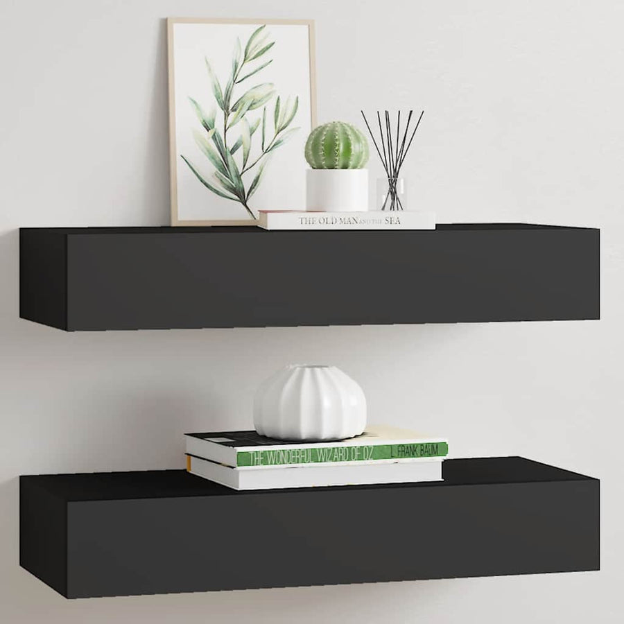 vidaXL Drawer Shelf | Set of 2 | Black | MDF, Metal | 60x23.5x10cm 1