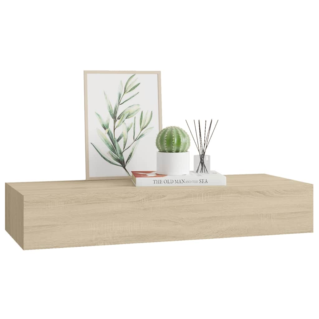 vidaXL Wall-mounted Drawer Shelf Oak 60x23.5x10cm MDF 4