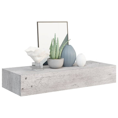 Wall Drawer Shelves 2 pcs Concrete Grey 60x23.5x10cm MDF