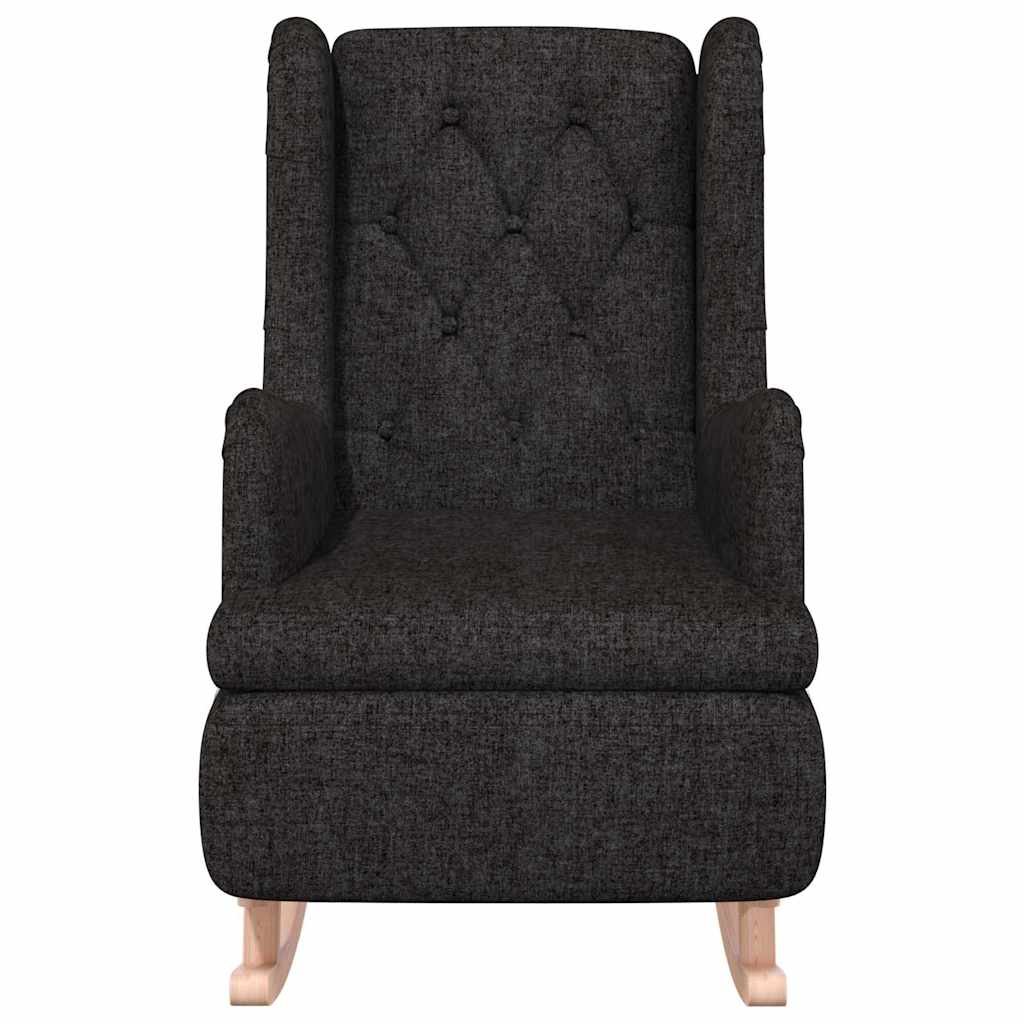 vidaXL Armchair with Solid Rubber Wood Rocking Legs Black Fabric 3