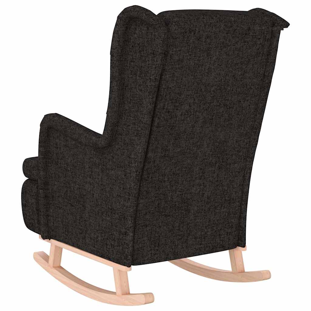 vidaXL Armchair with Solid Rubber Wood Rocking Legs Black Fabric 4