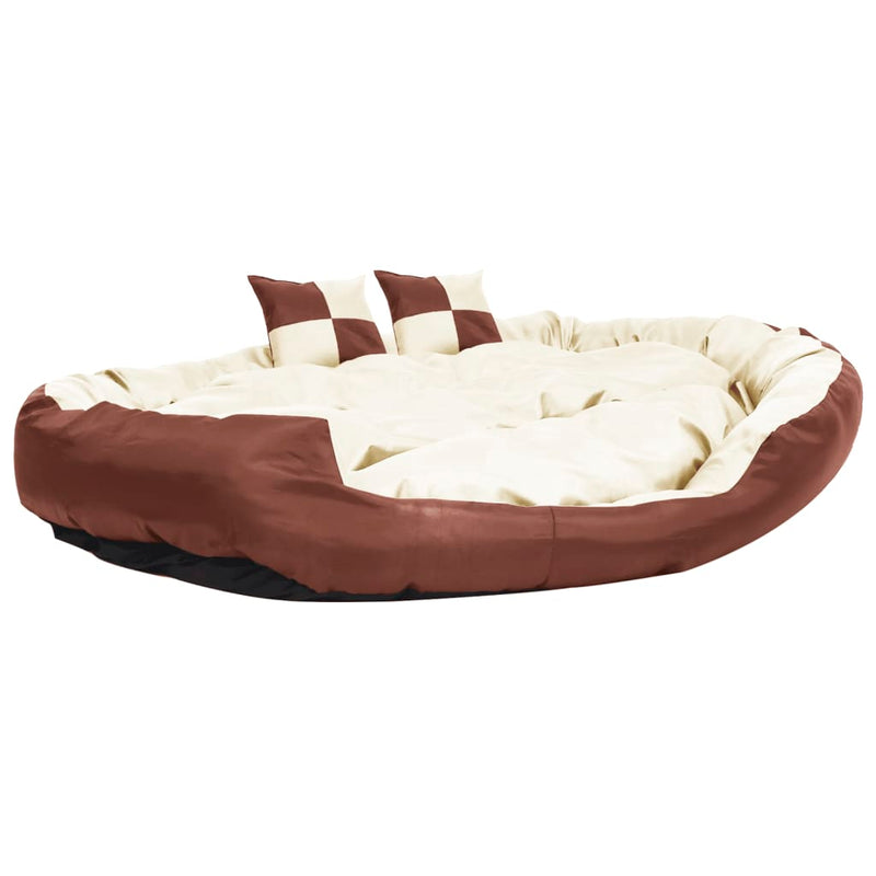 Reversible & Washable Dog Cushion Brown and Cream 150x120x25 cm