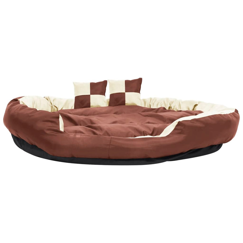 Reversible & Washable Dog Cushion Brown and Cream 150x120x25 cm