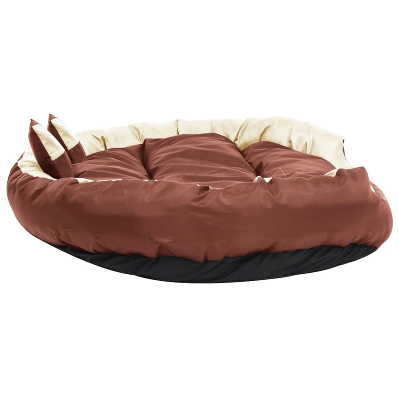 Reversible & Washable Dog Cushion Brown and Cream 150x120x25 cm