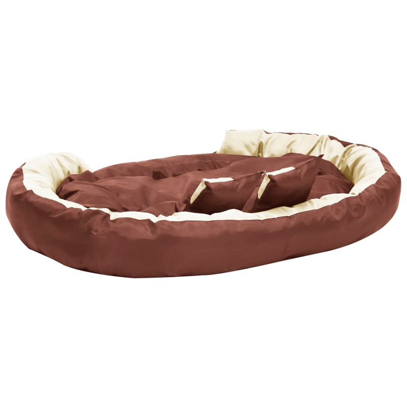 Reversible & Washable Dog Cushion Brown and Cream 150x120x25 cm