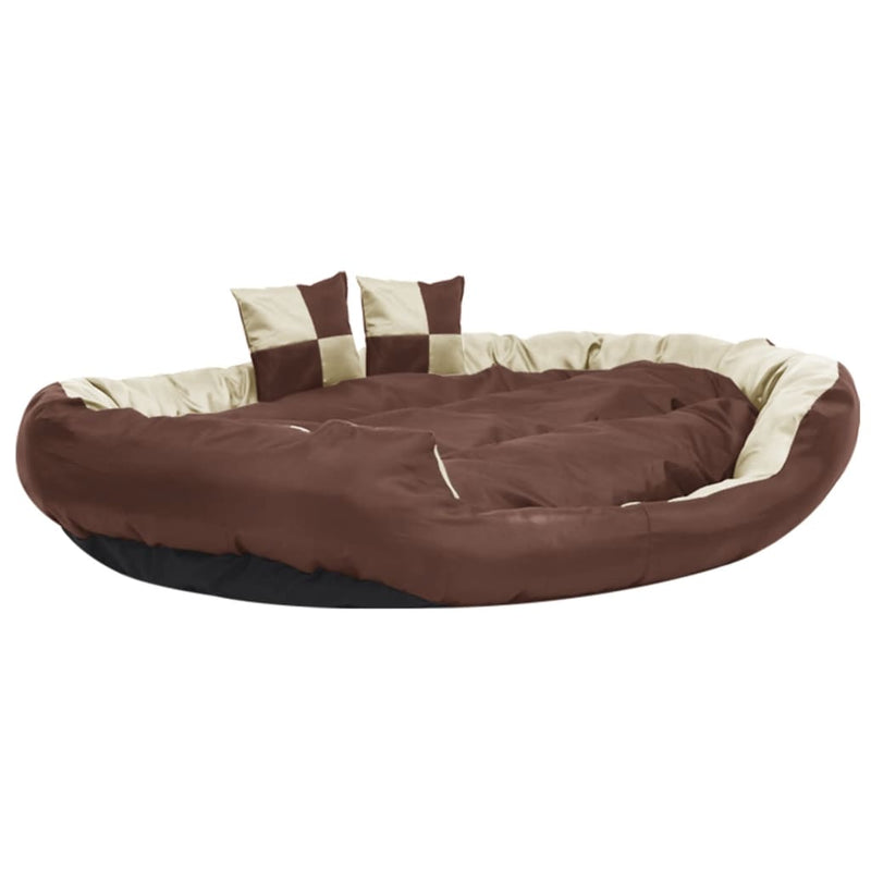 Reversible & Washable Dog Cushion Brown and Cream 150x120x25 cm