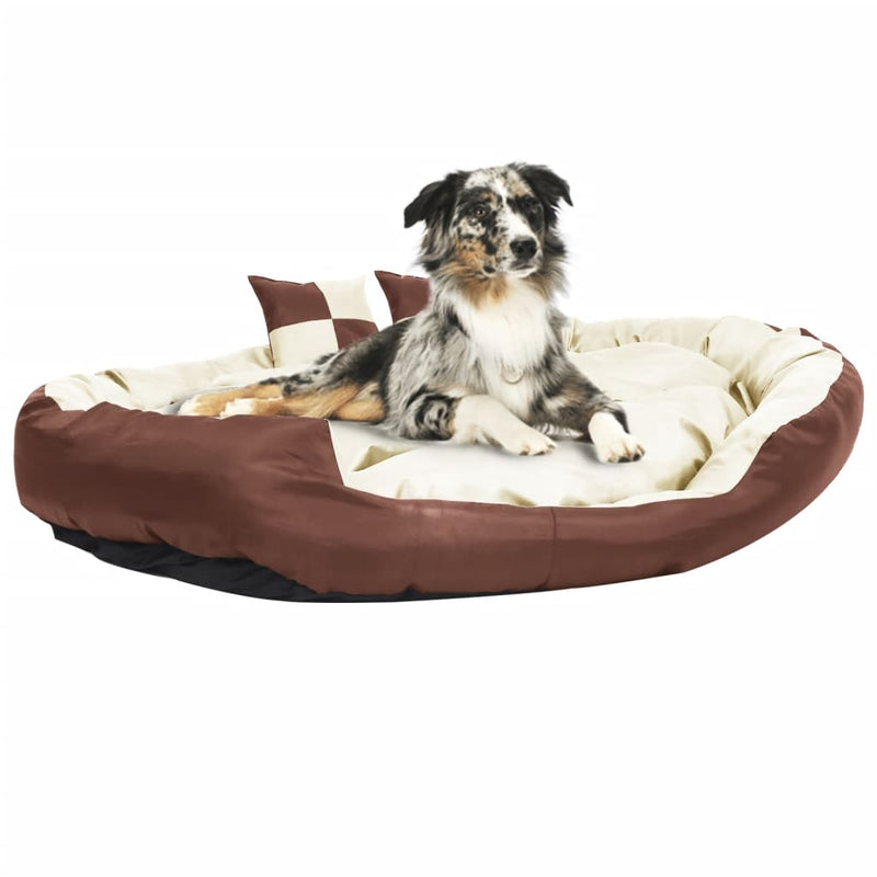 Reversible & Washable Dog Cushion Brown and Cream 150x120x25 cm