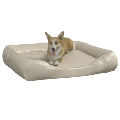 Dog Bed Beige 120x100x27 cm Faux Leather