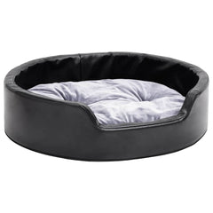 vidaXL Dog Bed Black and Grey 69x59x19 cm Plush and Faux Leather 2
