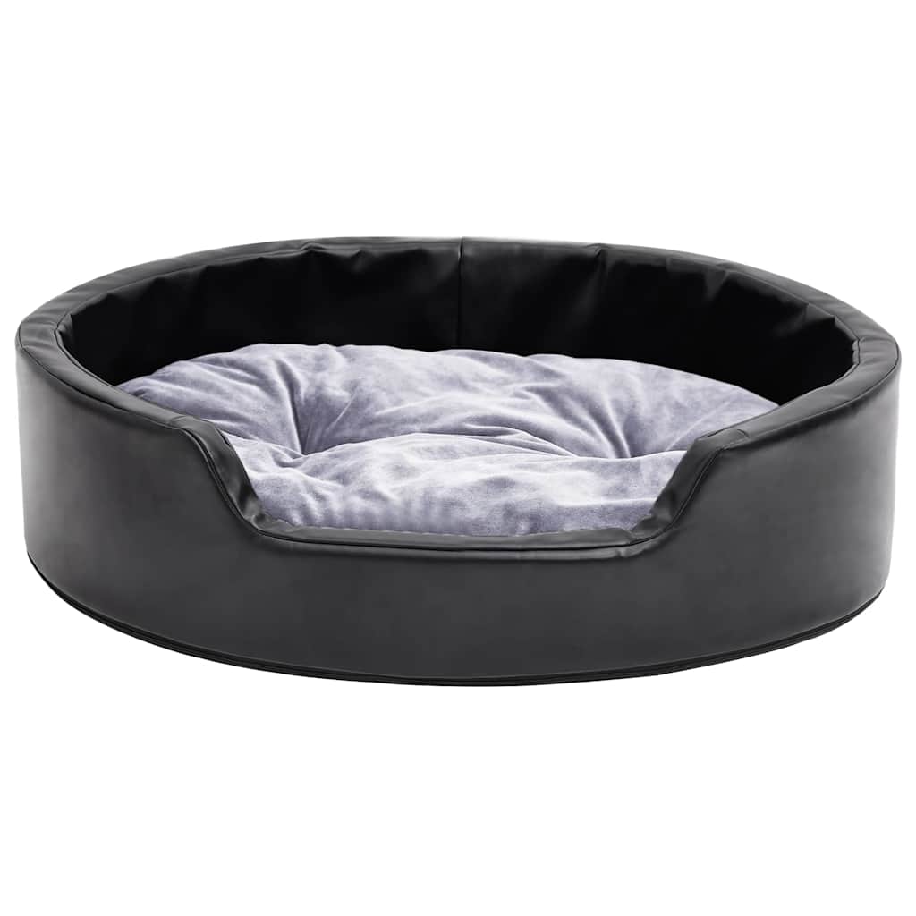 vidaXL Dog Bed Black and Grey 69x59x19 cm Plush and Faux Leather 3