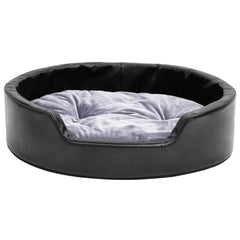 vidaXL Dog Bed Black and Grey 69x59x19 cm Plush and Faux Leather 3