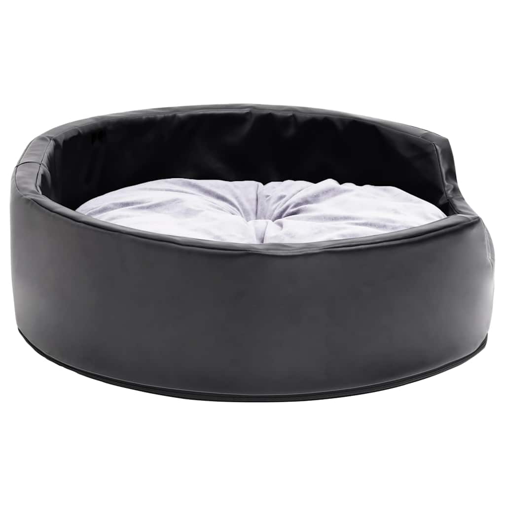 vidaXL Dog Bed Black and Grey 69x59x19 cm Plush and Faux Leather 4