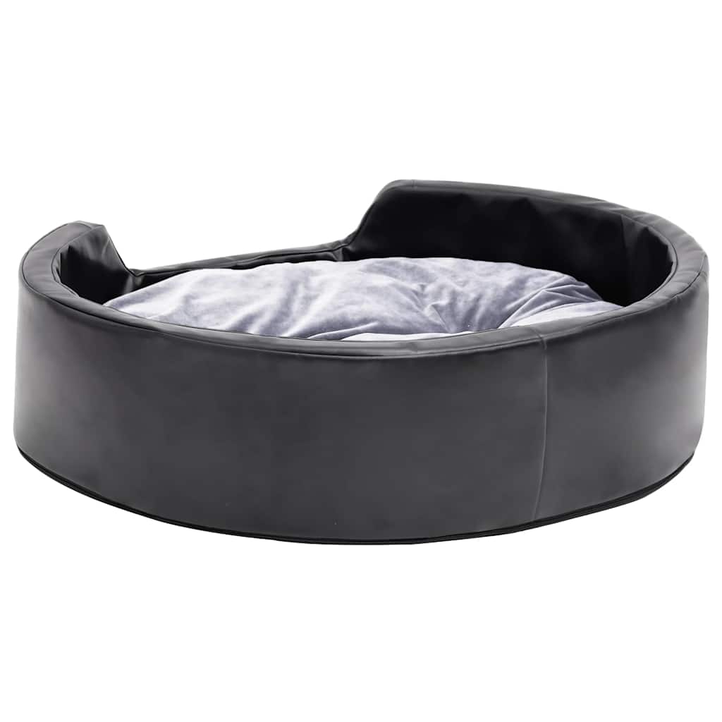 vidaXL Dog Bed Black and Grey 69x59x19 cm Plush and Faux Leather 5