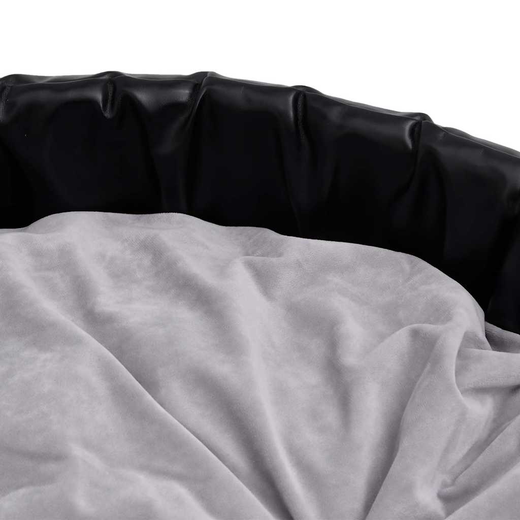 vidaXL Dog Bed Black and Grey 69x59x19 cm Plush and Faux Leather 6