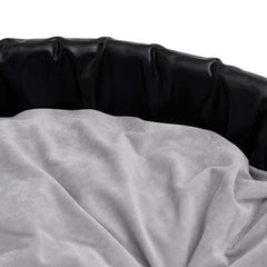 vidaXL Dog Bed Black and Grey 69x59x19 cm Plush and Faux Leather 6