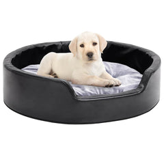 vidaXL Dog Bed Black and Grey 69x59x19 cm Plush and Faux Leather 1