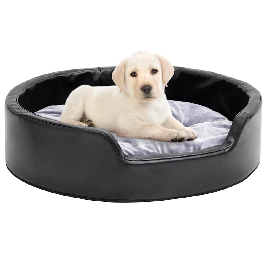 vidaXL Dog Bed Black and Grey 69x59x19 cm Plush and Faux Leather 1