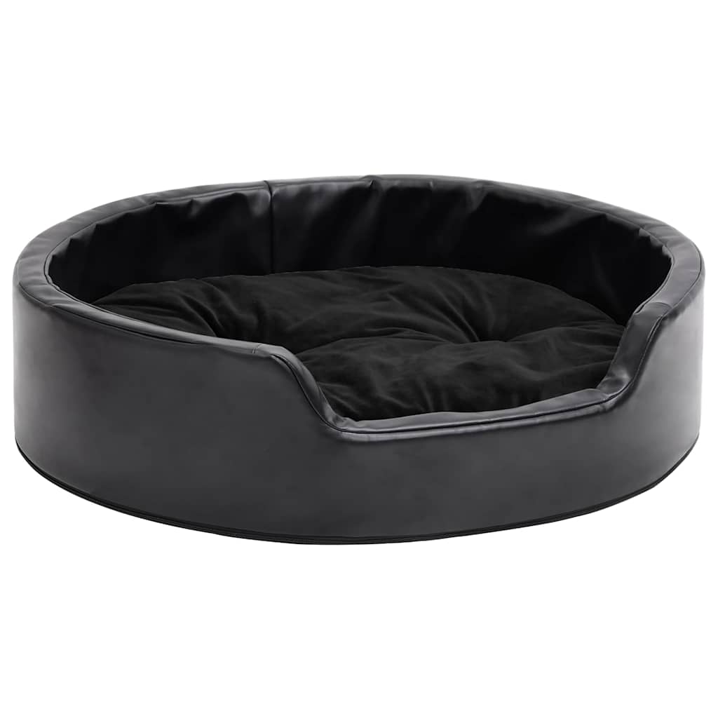 vidaXL Dog Bed Black 69x59x19 cm Plush and Faux Leather 2