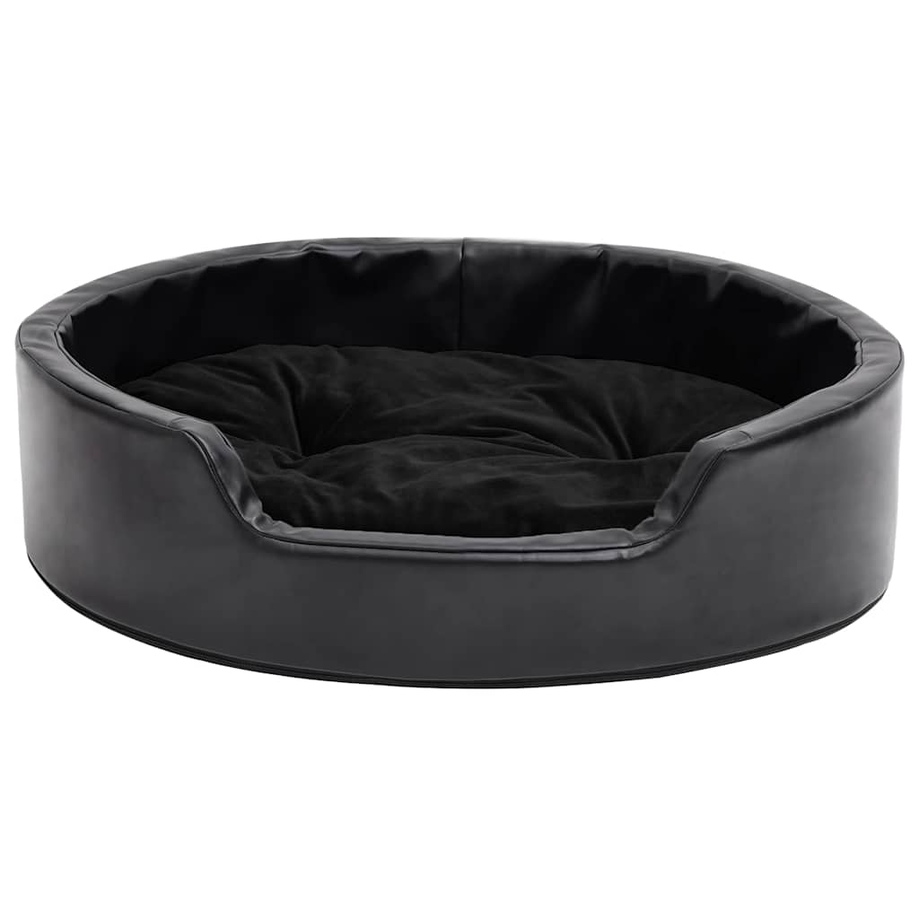 vidaXL Dog Bed Black 69x59x19 cm Plush and Faux Leather 3
