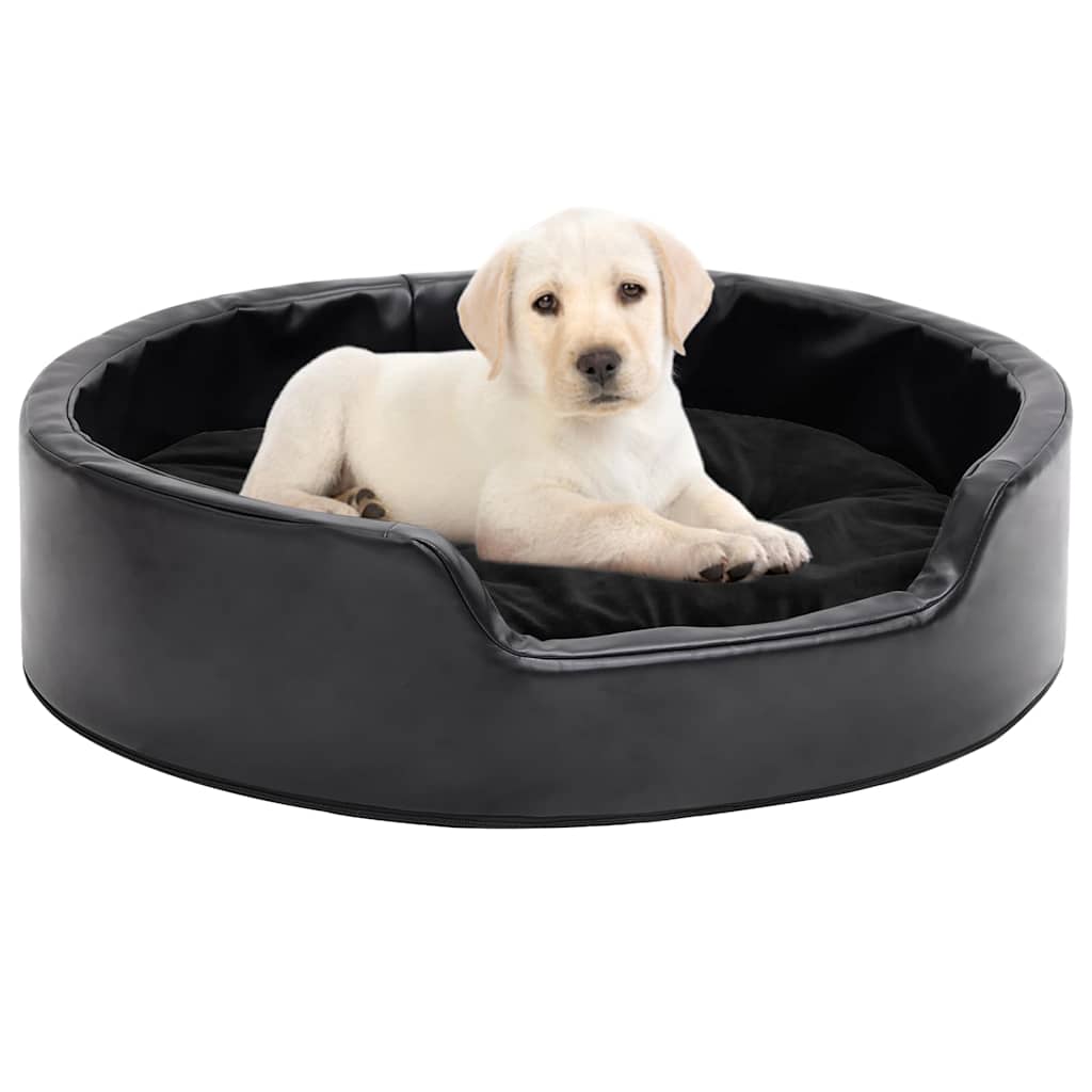 vidaXL Dog Bed Black 69x59x19 cm Plush and Faux Leather 1