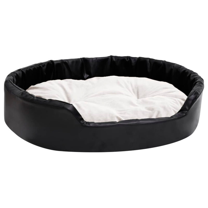 Dog Bed Black and Beige 90x79x20 cm Plush and Faux Leather