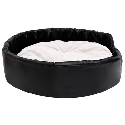 Dog Bed Black and Beige 90x79x20 cm Plush and Faux Leather