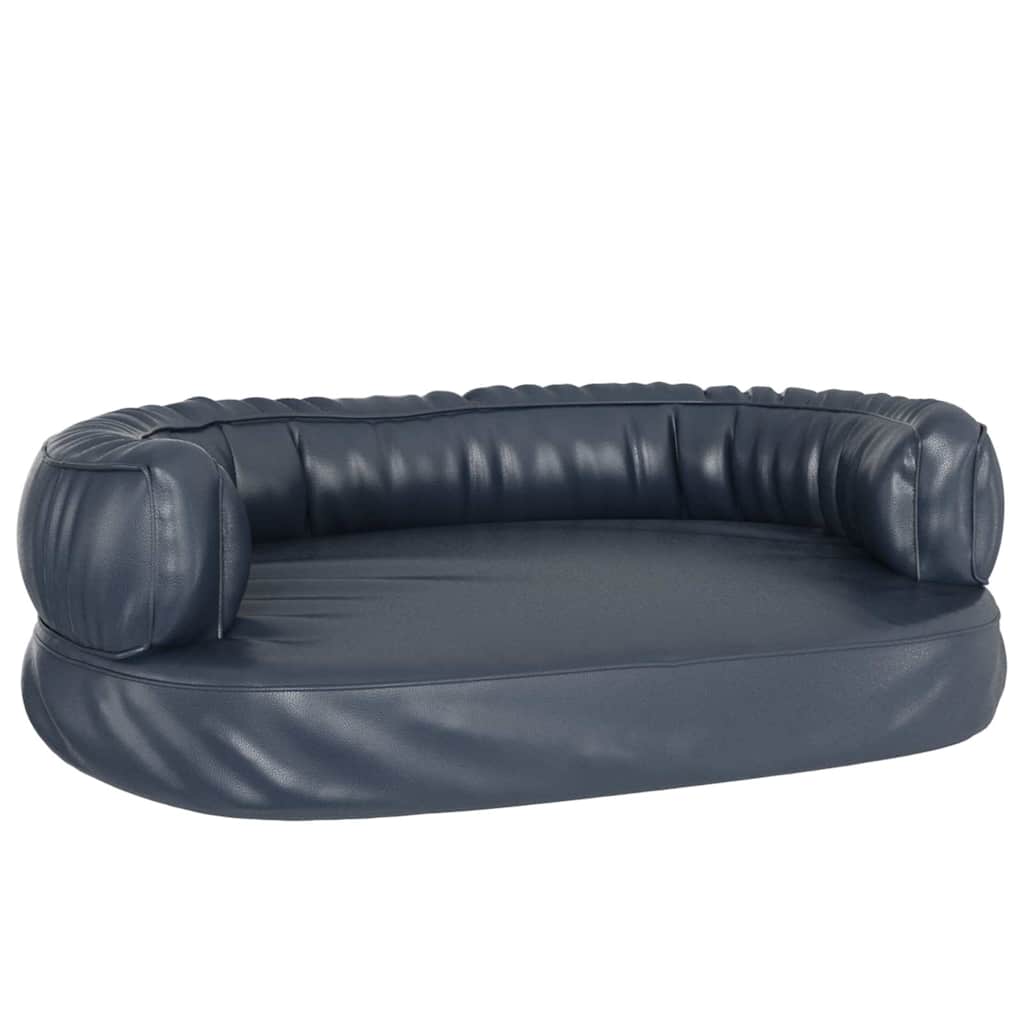 vidaXL Ergonomic Foam Dog Bed Dark Blue 75x53 cm Faux Leather 2