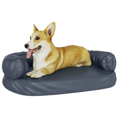 vidaXL Ergonomic Foam Dog Bed Dark Blue 75x53 cm Faux Leather 3