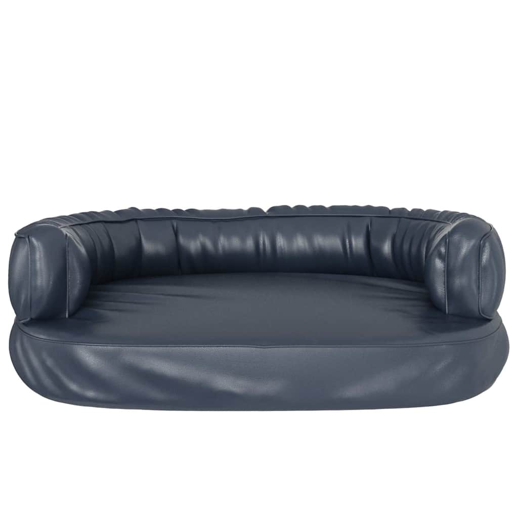 vidaXL Ergonomic Foam Dog Bed Dark Blue 75x53 cm Faux Leather 4