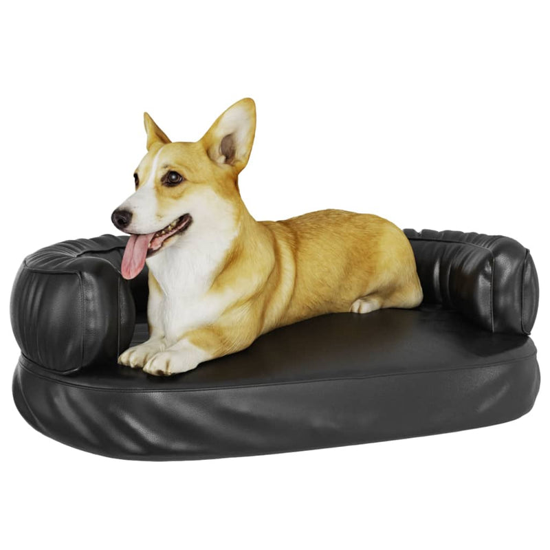 Ergonomic Foam Dog Bed Black 60x42 cm Faux Leather