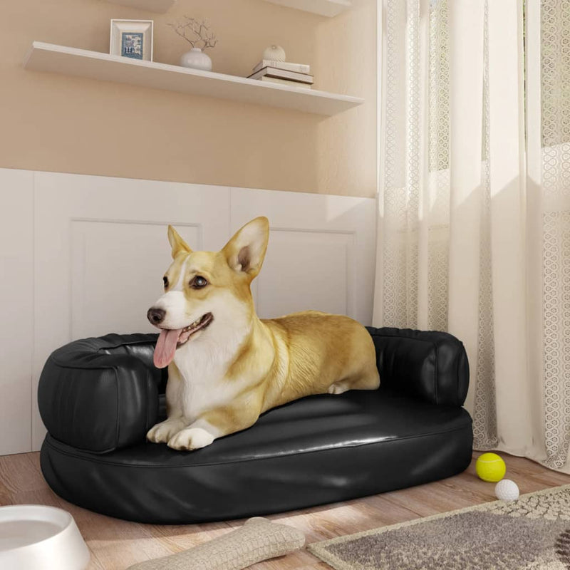 Ergonomic Foam Dog Bed Black 60x42 cm Faux Leather