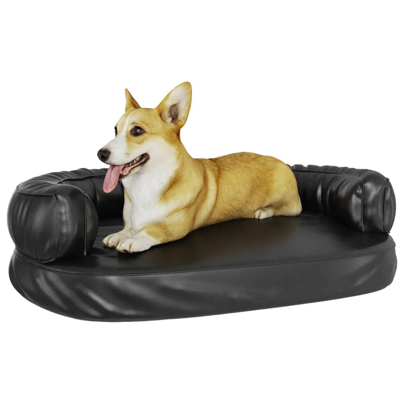 Ergonomic Foam Dog Bed Black 88x65 cm Faux Leather