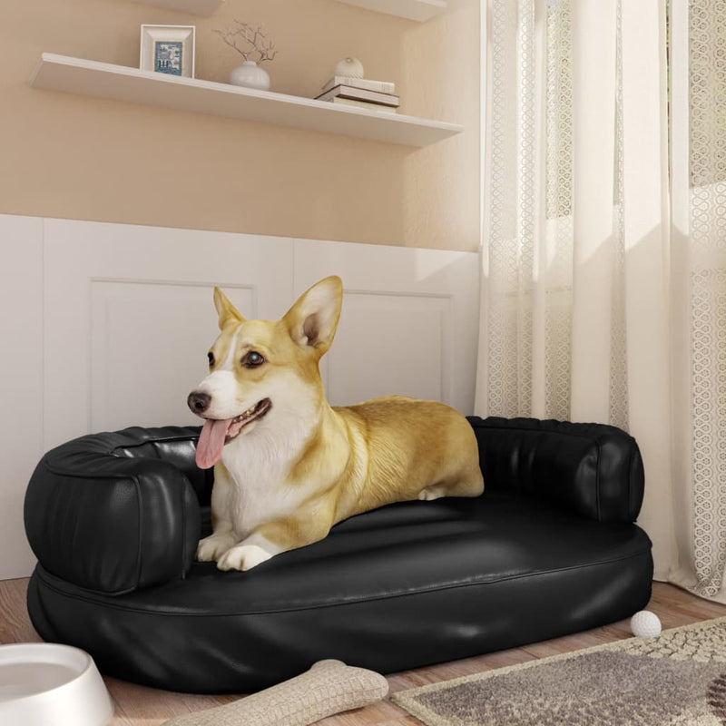 Ergonomic Foam Dog Bed Black 88x65 cm Faux Leather