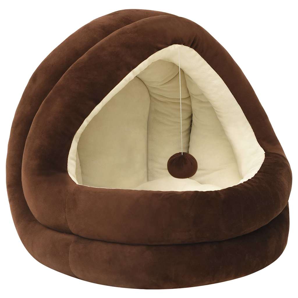 vidaXL Cat Bed | Brown and cream | Fleece with PP cotton filling | 50x50x45 cm 2