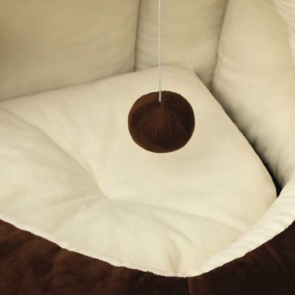 vidaXL Cat Bed | Brown and cream | Fleece with PP cotton filling | 50x50x45 cm 6