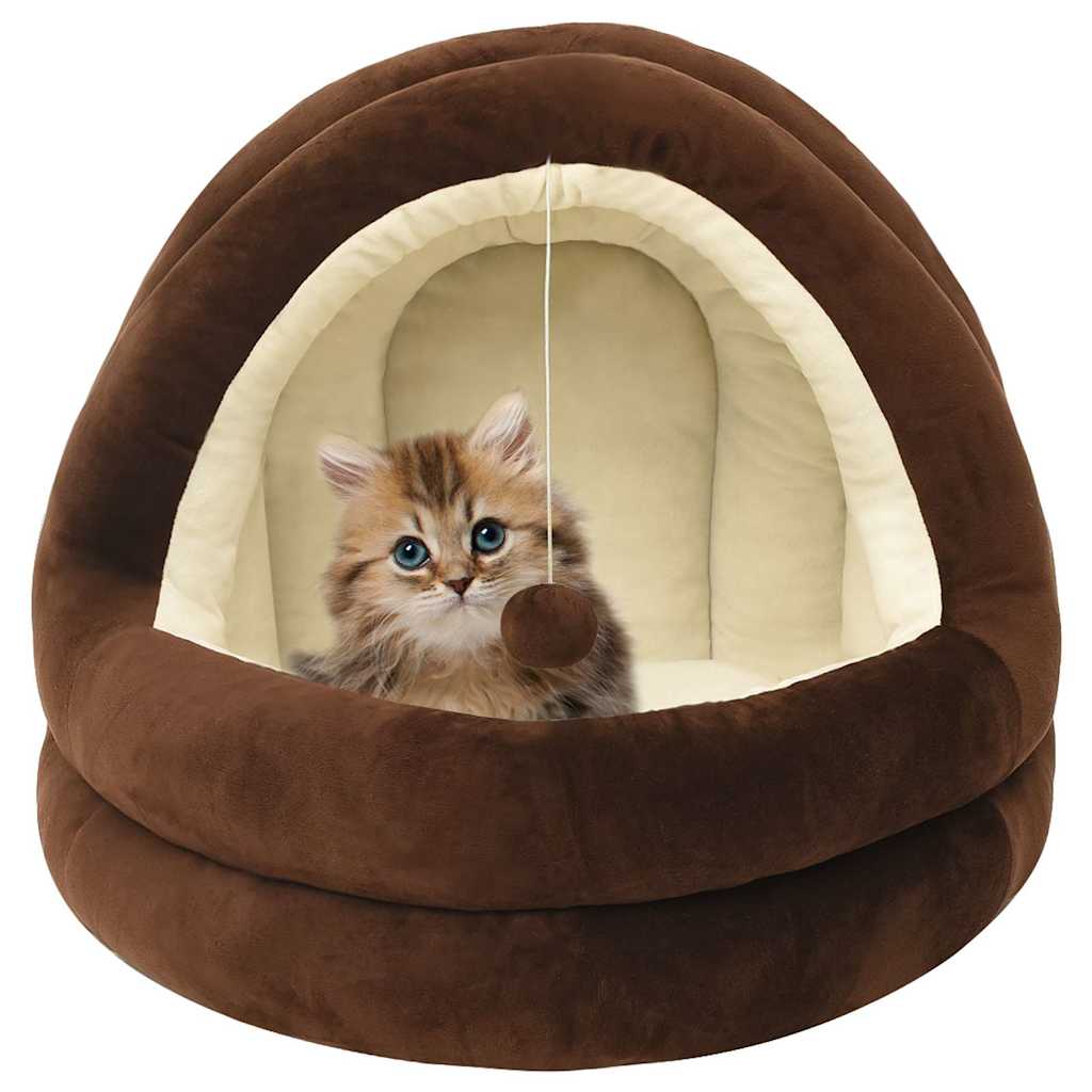 vidaXL Cat Bed | Brown and cream | Fleece with PP cotton filling | 50x50x45 cm 1