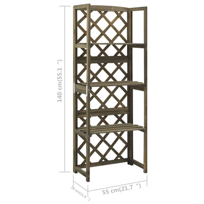 Trellis with Shelves Grey 55x30x140 cm Solid Fir Wood