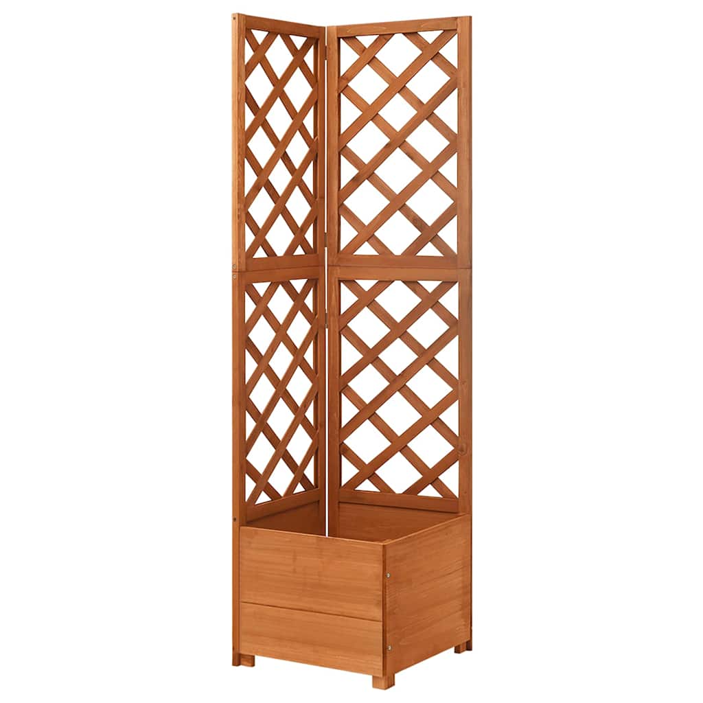 Corner Trellis Planter 40x40x150 cm Solid Fir Wood Brown