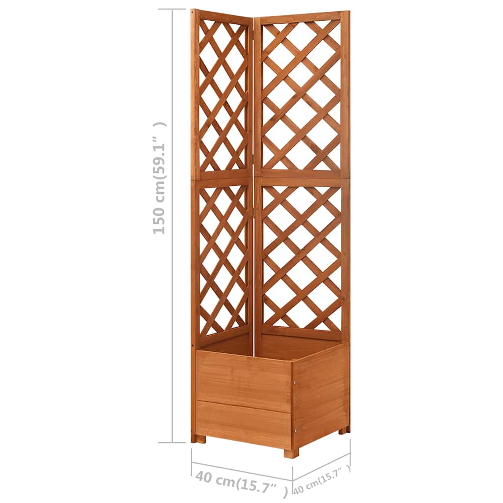 Corner Trellis Planter 40x40x150 cm Solid Fir Wood Brown