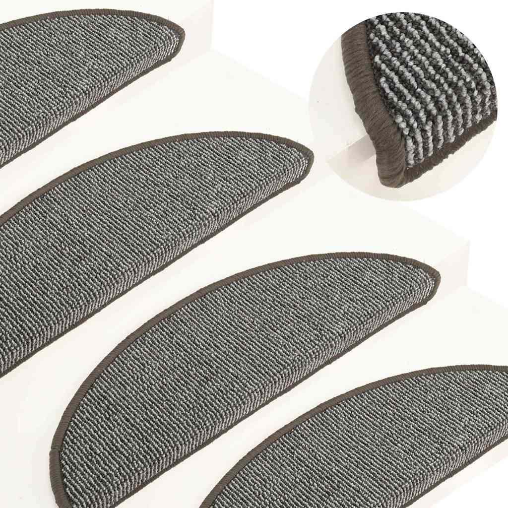 Stair Mats 15 pcs 56x17x3 cm Half Round Grey