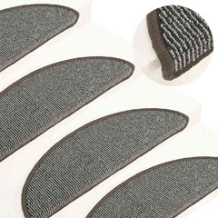 Stair Mats 15 pcs 56x17x3 cm Half Round Grey