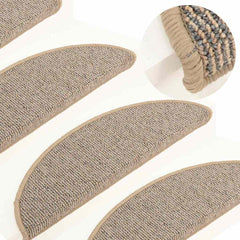 Stair Mats 15 pcs 56x17x3 cm Half Round Brown