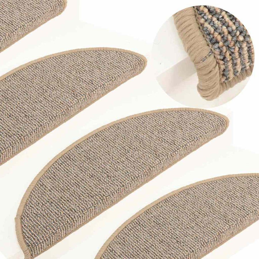 Stair Mats 15 pcs 56x17x3 cm Half Round Brown