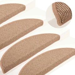 Stair Mats 15 pcs 56x17x3 cm Half Round Light brown