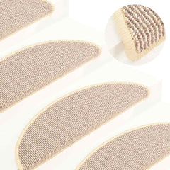 Stair Mats 15 pcs 56x17x3 cm Half Round White and brown