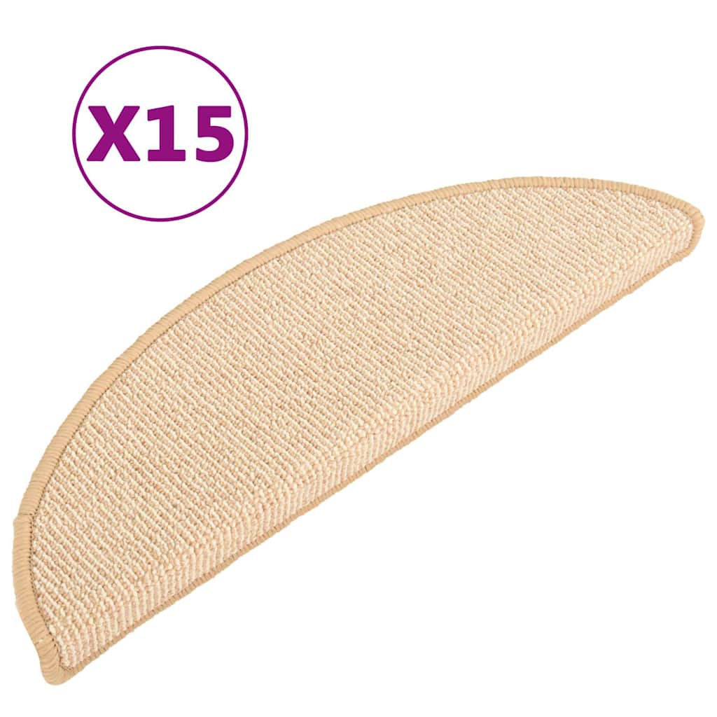 Stair Mats 15 pcs 56x17x3 cm Half Round Cream